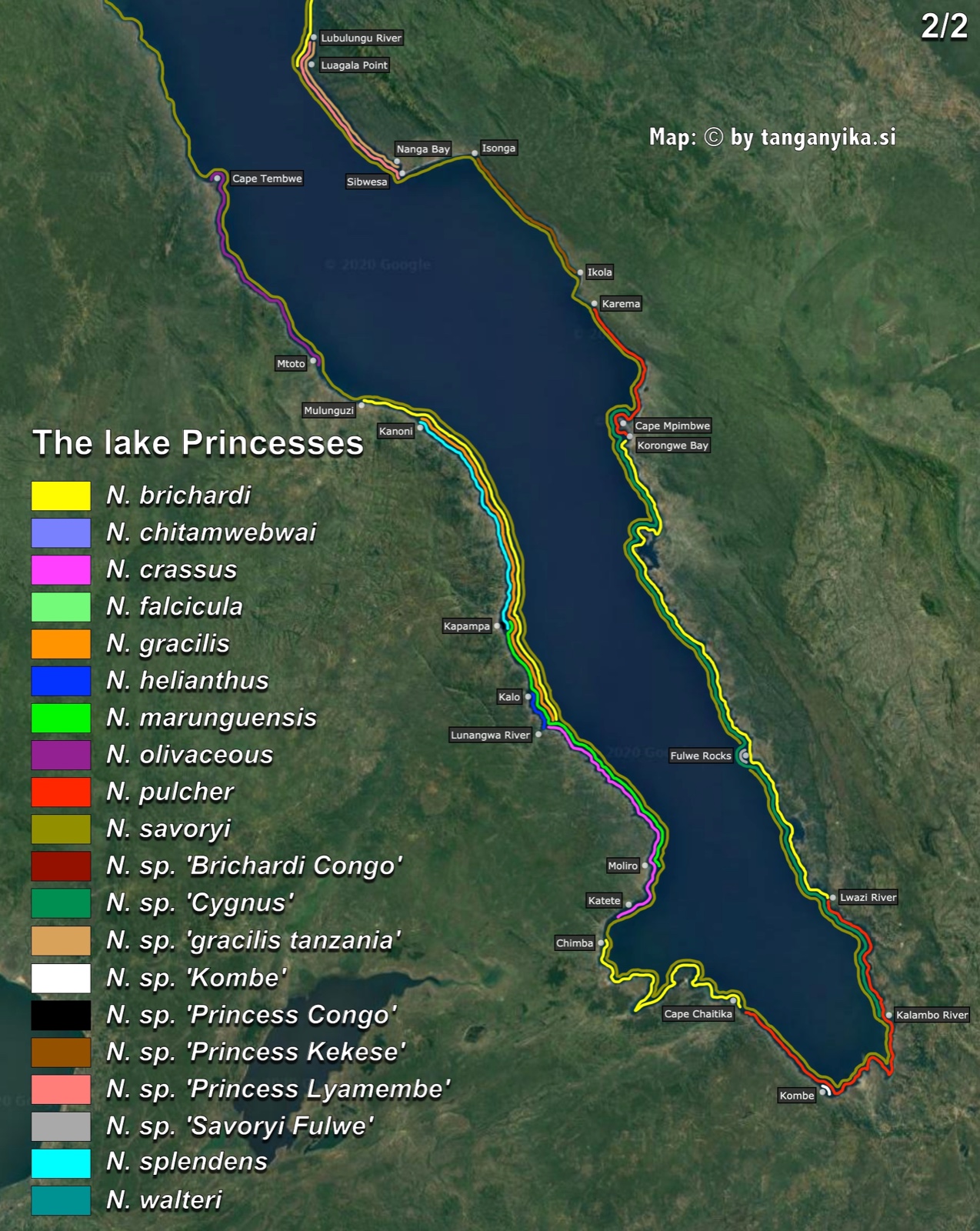 The lake Princesses (2/2) distribution map