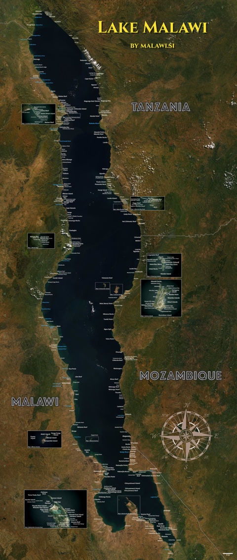 Lake Malawi Locations Poster